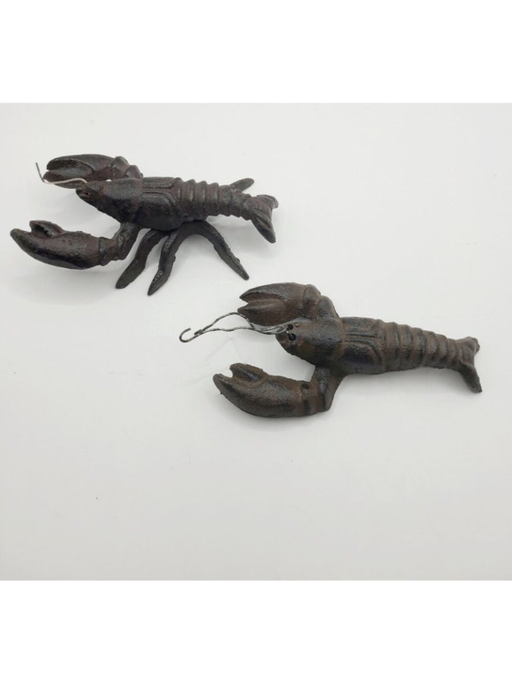 Vtg Cast Iron Lobster Crawfish Figurine Paperweight Nautical Decor Cajun Set - Picture 3 of 10